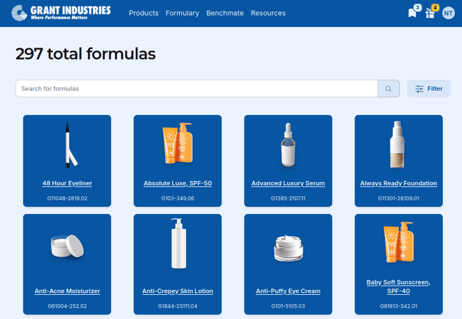 Grant Industries formulas catalog